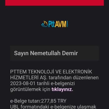 PttAVM Bilgim Dışında Mail Gelmesi Ve Ücret İstenmesi