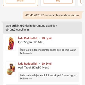 Trendyol Soğuk Gelen Sipariş Red Para İadesi