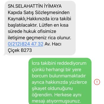 Anda İhtiyaç ve Tüketim Maddeleri Av. H. Çiçek Haksız Mesaj