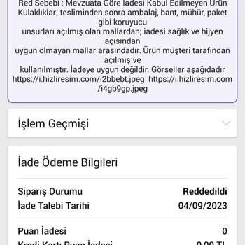 Music Light Market Usulsüz İade Reddi