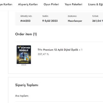 Turdigital Satın Alınan İçerik Teslim Edilmedi