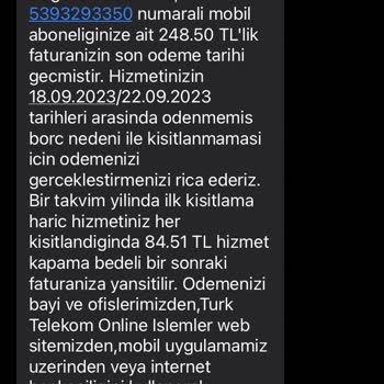 Türk Telekom Ödeme Yapılan Faturayı Ödememiş Gösterilmem