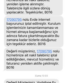 Vodafone Net Nakil Başvurum Tamamlanmıyor