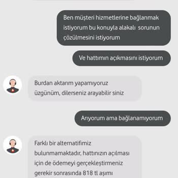 Vodafone Kısıtlanmış Hat Gerekenin Yapılmasını İvedi Bir Şekilde İstiyorum