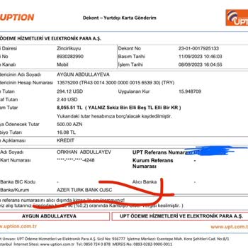 Uption Uygulaması İle Para Alicinin Kart Hesabına Geçmedi
