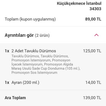 Yemeksepeti Kupon İndirimi Olduğu Halde İndirimsiz Fiyat Alındı