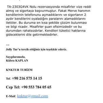 Jolly Tur Sigorta Mağduriyeti Geri Ödeme Problemi