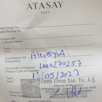 Atasay Kuyumculuk Kusurlu Ürünün Telafisi