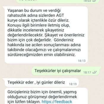 AGT Kurye (aynigunteslim.com) Gelemeyen Gönderi Ve İlgisizlik