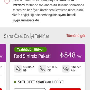 Vodafone Yüksek Fiyatlı Tarife Önermesi