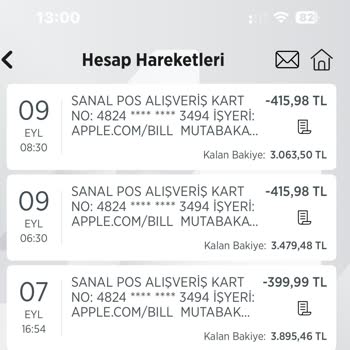 Apple Bir Satın Alma Karşılığında Hesabımdan İki Kez Para Çekilmiş Olması