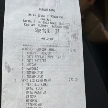 Burger King Mağazasında Yaşadığım Sorunlar