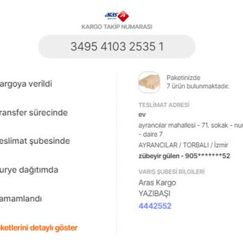 Aras Kargo Teslim Edilmeyen Kargo Teslim Edildi Gözüküyor.