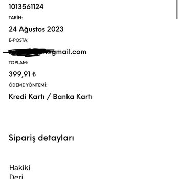 CZ London 1013561124 Numaralı Siparişin Ücret İadesi