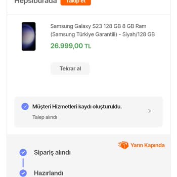 Hepsiburada Yarın Kapında Hizmetini Sağlamıyor