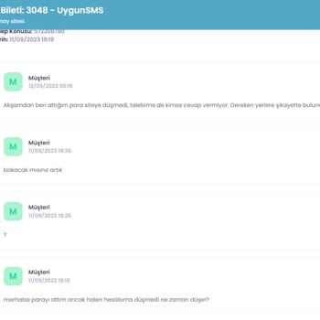 Uygunsms.com Bakiye Hesaba Düşmüyor, Açılan Taleplere Cevap Verilmiyor