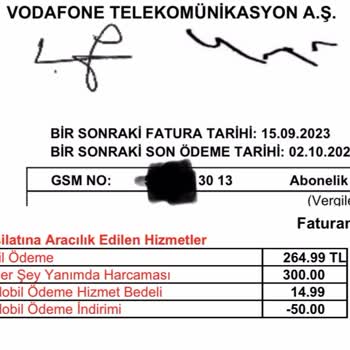 Vodafone Her Şey Yanımda Mobil Ödeme Yaparken Tutarının 2 Kez Alınması