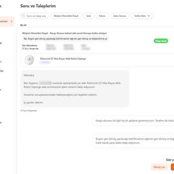 Hepsiburada'dan İade Ettiğim Robot Süpürge İçin Kargonun Akıbeti Belirsiz, Para İademi İstiyorum
