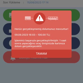 Kocaeli Kent Kart Online Dolum Hatası