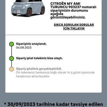 Citroen Ami Ön Ödeme Geri İadesi!