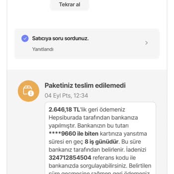 Hepsiburada Sitesi Siparişimi Teslim Edemedi