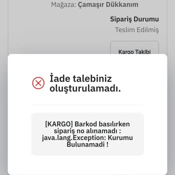 PttAVM İade İşlemi Kodu Alınamıyor Hata