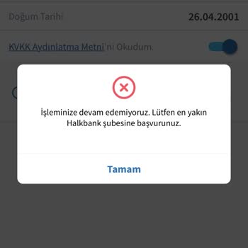 Halkbank Mobilden Hesap Açamıyorum