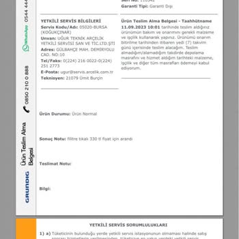 Grundig Garanti Sorunu Servis