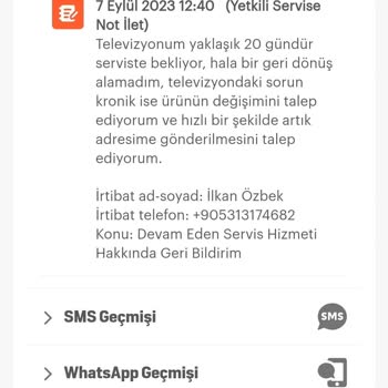 50GFU7900A Grundig Televizyon Servis Performansı Ve Değişim Talebi