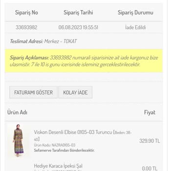 Sefamerve Para İadesi Yapılmadı
