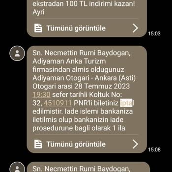 Obilet Otobüs Biletimin İadesi