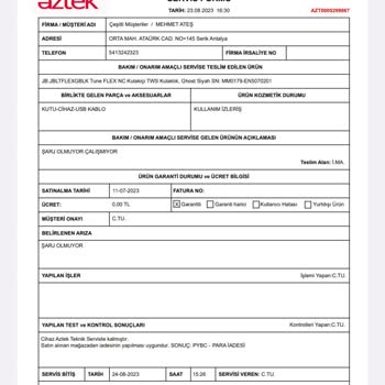 Kozkar İletişim (Serik) Ücret İadesi