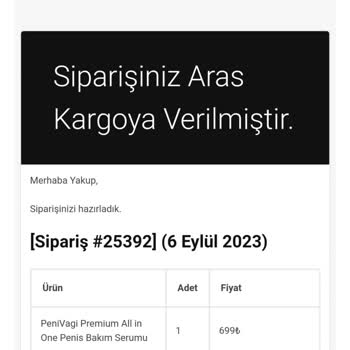 Penivagi Premium Sipariş Verdiğim Ürün Kargoya Verilmemiş