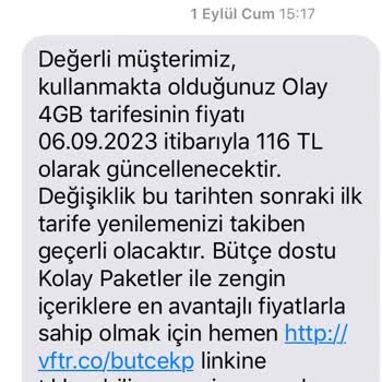 Vodafone Kullanıma Başlayalı 3 Ay Olan Faturasız Pakete Yeni Zam