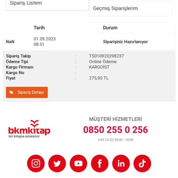 BKM Kitap Siparişim Kargolanmadı
