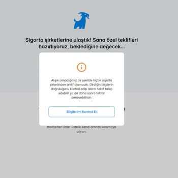 Sigortam.net Trafik Sigortası Teklif Alınamıyor!