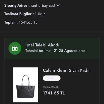 Boyner Satın Aldığım Ürünün Temini