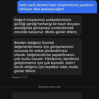Getir Canlı Destek Hattı