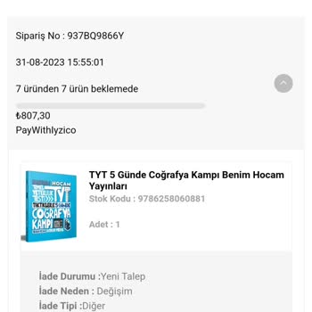 Benim Hocam Yayınevi Sipariş Özensizliği Para İadesi Konusunda Bilgi Alamam