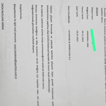 Nike Ayakkabımda Oluşan Katlanma Sorunu