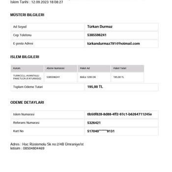 Turkcell Telefonuma Paket Yüklenmedi