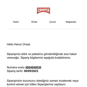 Camper Habersiz Ürün İptali