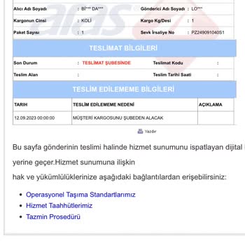 Aras Kargo Evde Olmama Rağmen Kargomu Teslim Etmiyor