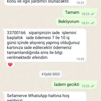 Sefamerve Ücreti İade Etmiyorlar