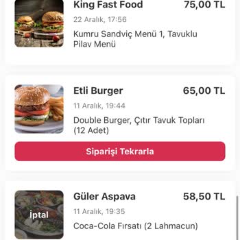 Yemek Sepeti Sipariş İptal