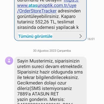 Atasun Optik Gözlüğümüzü Teslim Etmiyor