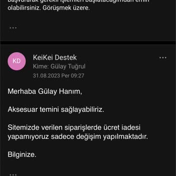 Keikei Kusurlu Ürün Sonucu İade Yapılmaması