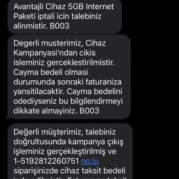 Vodafone Cihaz Alımı İptali Faturaya Yansıması