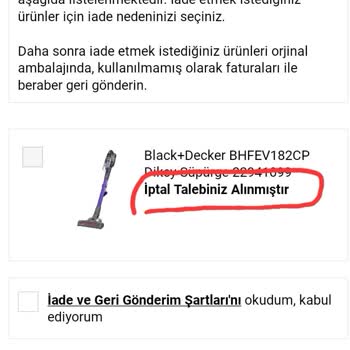 A101 Online Mağaza Şarjlı Süpürge İptali Ve Para İadesi Sorunu