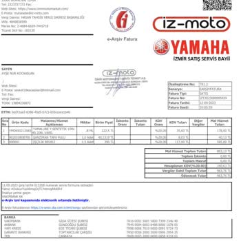 Yamaha Motosiklet İZ-Moto Yamaha Fahiş Servis Ücreti